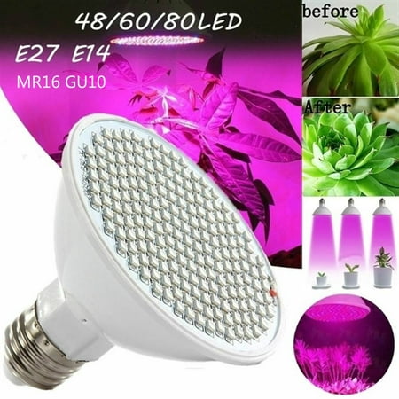

E27 E14 80/60/48 LED Full Spectrum MR16 GU10 Red Blue Light LED Hydroponic Flower Veg Growing Lamp Plant Grow Light