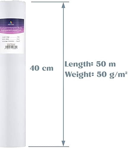 White Tracing Paper Roll 16 inch x 164 feet - 50 /m² Sewing Pattern Paper for Ink, Pencil & Markers - Trace Paper for Sewing&Dressmaking - Sketch & Drafting Paper roll - Sewing Tracing Paper