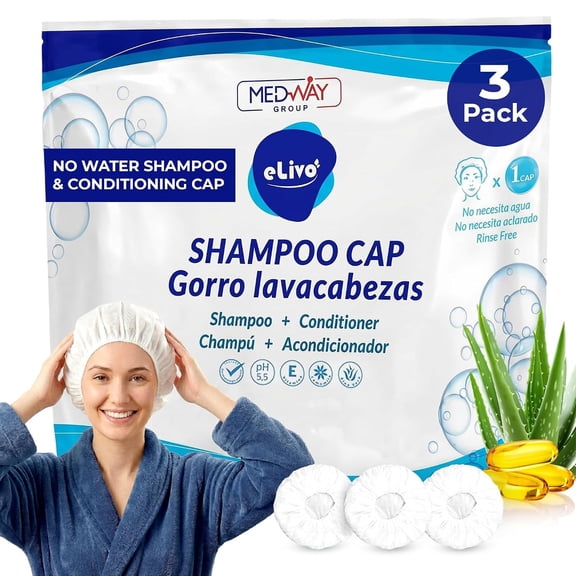 MedVance No Rinse Shampoo Caps with Conditioner, Waterless Hair Wash Cap, 3 Pack