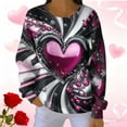 thumbnail image 3 of qucoqpe Valentine's Day Sweatshirt for Women Loose Fit Casual Crewneck Pullover with Print Cozy Long Sleeve Shirts Top, 3 of 7