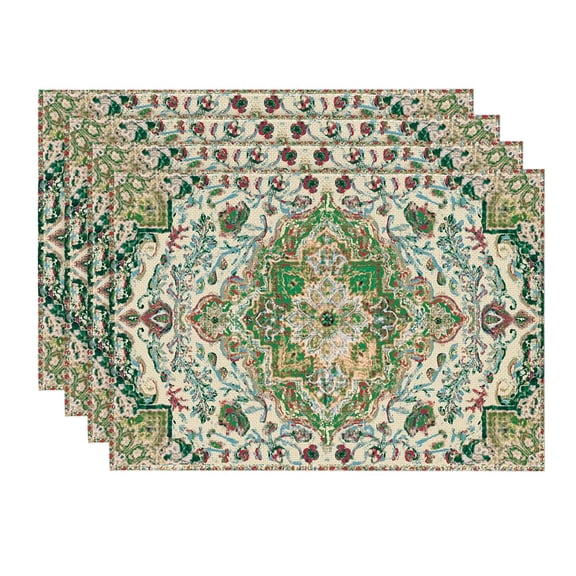 Bohemian Style Placemats Set of 4 (12x18 Inch) - Rustic Farmhouse Table Mats for Party, Kitchen & Dining Room, Dreamy Autumn Vibe