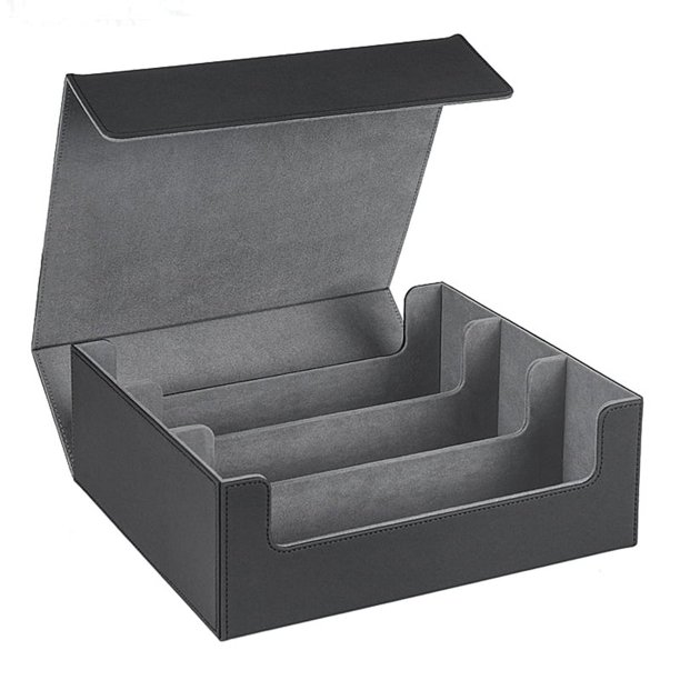 1800+ Card Deck Case para Trading Cards, Magnetic Storage Box Top Side-Loading Game Cards Negro+Gris