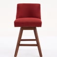 thumbnail image 2 of Wine red 360-degree swivel barstools set of 2 with foam and spring filler for dining comfort, 2 of 6