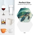 thumbnail image 6 of Naloa Watercolor Turtle1 Leather Coasters for Drinks, Durable Drink Coasters 4 Set for Tabletop Protection, Luxurious Home Décor and Housewarming Gift ( {designName})Hexagon, 6 of 6