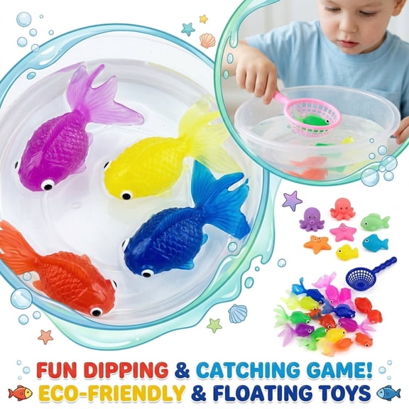 Moonsky Floating Artificial Goldfish, Transparent Eco-Friendly Sea Animal Toys for Aquarium Decoration and Water Play