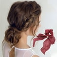 thumbnail image 2 of Unique Bargains 1 Pc Elegant Hair Scarf Scrunchies Hair Ties Wine Red, 2 of 5