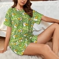 thumbnail image 4 of Fuzoiu Cartoon Duck Print Women's Short-Sleeved Pajama Set,Lounge Sleepwear Set,Womens Pajama Sets 2 Piece,Button-Up Top and Shorts with Pockets-4X-Large, 4 of 7