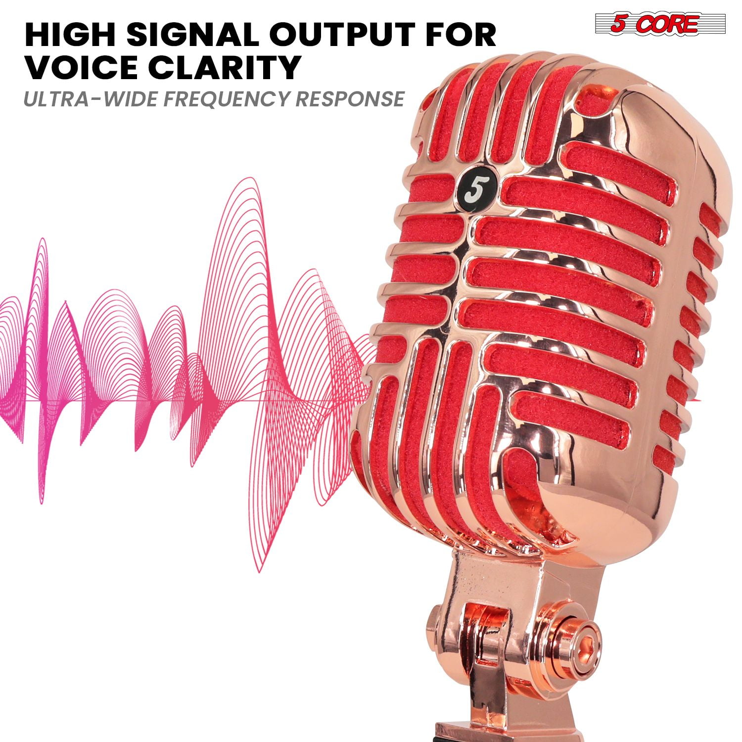 Classic Retro Microphone Dynamic (ALL METAL BODY) - Old Vintage Style Unidirectional Cardioid Mic w/ XLR Input Universal Stand Compatible | Live Performance |Singing In Studio |Recording Gold