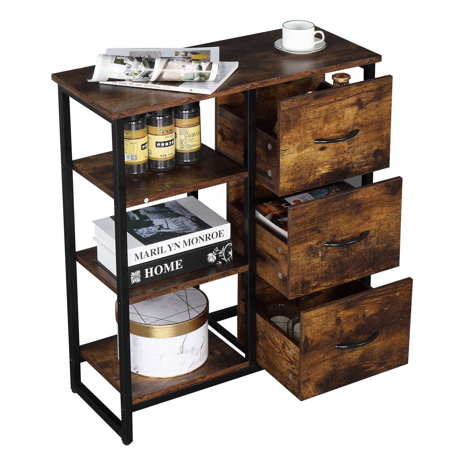Private Jungle Fire Cloud MDF With Triamine Three Drawers Three-Layer Frame Steel-Wood Structure Bathroom Cabinet,Retro Color Private Jungle Fire Cloud MDF With Triamine Three Drawers Three-Layer Frame Steel-Wood Structure Bathroom Cabinet,Retro Color