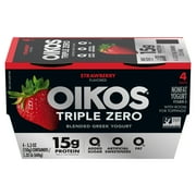 Oikos Triple Zero 15g Protein, , Fat Free Strawberry Greek Yogurt Cups, 5.3 oz, 4 Count