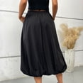 thumbnail image 6 of LWavelet Women Balloon Midi Skirt Elastic High Waist With Pockets Casual Summer A Line Skirt Black S, 6 of 7