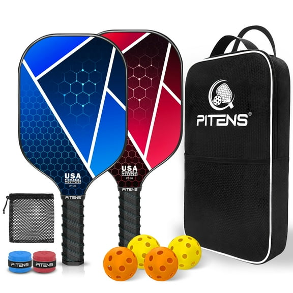 PITENS Pickleball Paddles Set of 2,USAPA Approved Fiberglass Surface Pickleball Set with Pickleball Bag,4 Balls Outdoor Indoor,Pickleball Net|Pickleball Rackets for Adults,Pickleball Gifts for Women