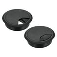 thumbnail image 1 of 2 Pcs Round Desk Grommet 3 Inch,ABS Plastic Flexible Desk Hole Cover,75mm,Black, 1 of 7