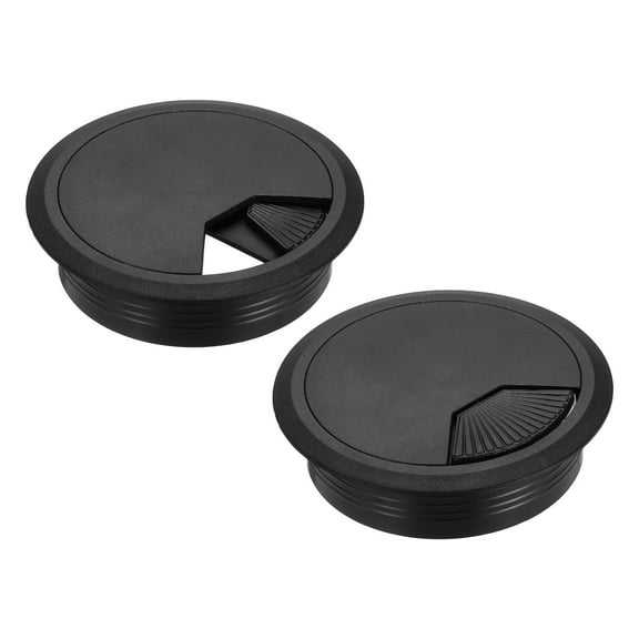 2 Pcs Round Desk Grommet 3 Inch,ABS Plastic Flexible Desk Hole Cover,75mm,Black