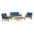 thumbnail image 2 of Santa Otis Outdoor 4 Seater Acacia Wood Chat Set with Cushions, Teak and Dark Teal, 2 of 10