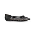 thumbnail image 3 of BLISSFUL STEP Women's Pointed Rhinestone Mesh Ballerina Flats Black White (Size 7), 3 of 6