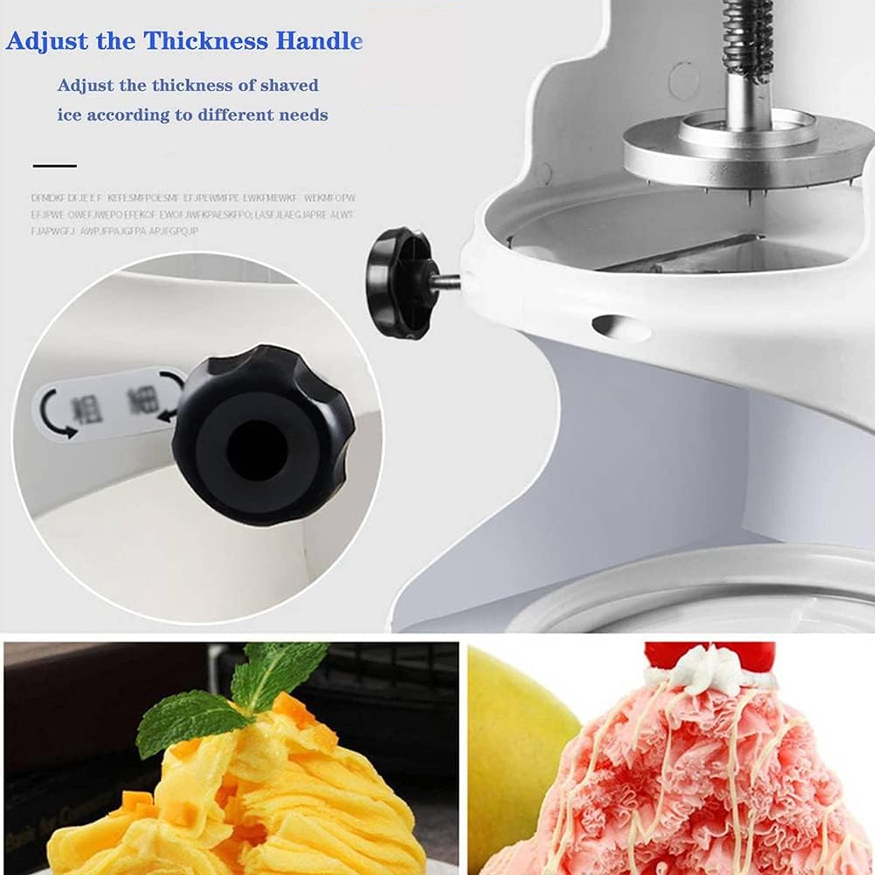 Commercial Ice Shaver 350W 198lbs/h Electric Snow Cone Maker with Adjustable Ice Texture Ice Crusher Smoothie Machine Slush Machine Ice Cream Smooth Cocktail 110V