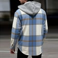 thumbnail image 5 of ZCFZJW Men's Flannel Plaid Hoodie Shirts Winter Fall Plush Thick Warm Long Sleeve Drawstring Casual Vintage Button Down Splicing Hooded Outwear Shirt Jacket with Pocket Blue S, 5 of 5