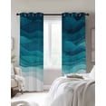 thumbnail image 3 of Teal Turquoise Waves Blackout Curtains 45 Inches Long for Bedroom, Ombre Coastal Ocean Water Abstract Thermal Insulated Room Darkening Black Out Window Curtain Panels Grommet Drapes for Living Room, 3 of 8