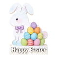 thumbnail image 1 of YWIYIUD 1PC Wooden Easter Rabbit Table Decorations Easter Hand Painted Rabbit Ornaments Tabletop Centerpieces Tiered Tray Decor for Spring Easter Indoor Home Party Patio Yard Decor 6.5inch, 1 of 5