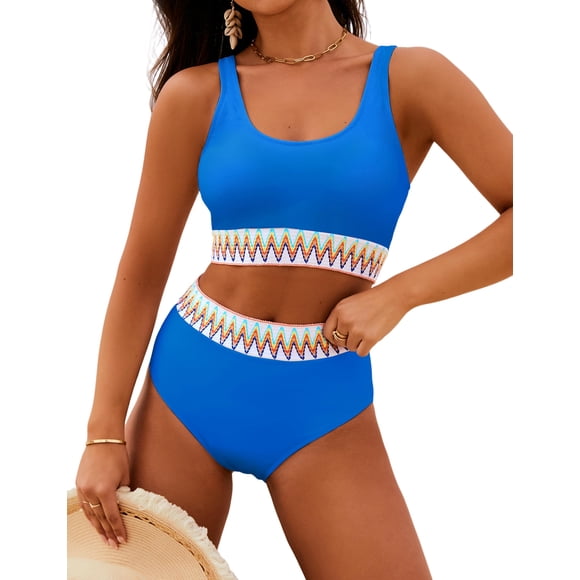 Bikini FactMe para mujer, cintura alta, con cobertura total