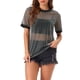 thumbnail image 1 of INSPIRAR CHIC Camiseta de Malla para Mujeres, Cubierta de Fiesta, Manga Corta, Transparente, Tops XL Negro Plateado, 1 of 6