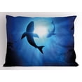 thumbnail image 1 of Shark Pillow Sham Underwater World with Fish Silhouettes Circling in the Sea Surreal Ocean Life Print, Decorative Standard Size Printed Pillowcase, 26 X 20 Inches, Royal Blue, by Ambesonne, 1 of 2