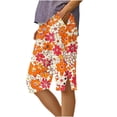 thumbnail image 2 of Brqkzdu Women Bermuda Shorts Mid Rise Floral Print Casual Knee Length Shorts Comfy Straight Leg Side Split Button Lounge Shorts with Pockets, 2 of 5
