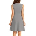 thumbnail image 4 of INSPIRE CHIC Women's Wear to Work Solid Color Sleeveless A-Line Flared Midi Dresses S Light Grey, 4 of 7