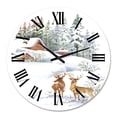 thumbnail image 2 of Designart 'Winter Cottage With Two Deers' Farmhouse Wall Clock, 2 of 5