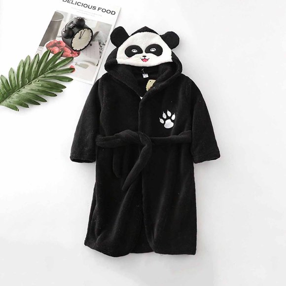 EGNMCR Robes for Kids Boys Girls Robe Kids Flannel Hooded Bathrobe Sleepwear Toddler Plush Robes With Belt Kids bathrobe