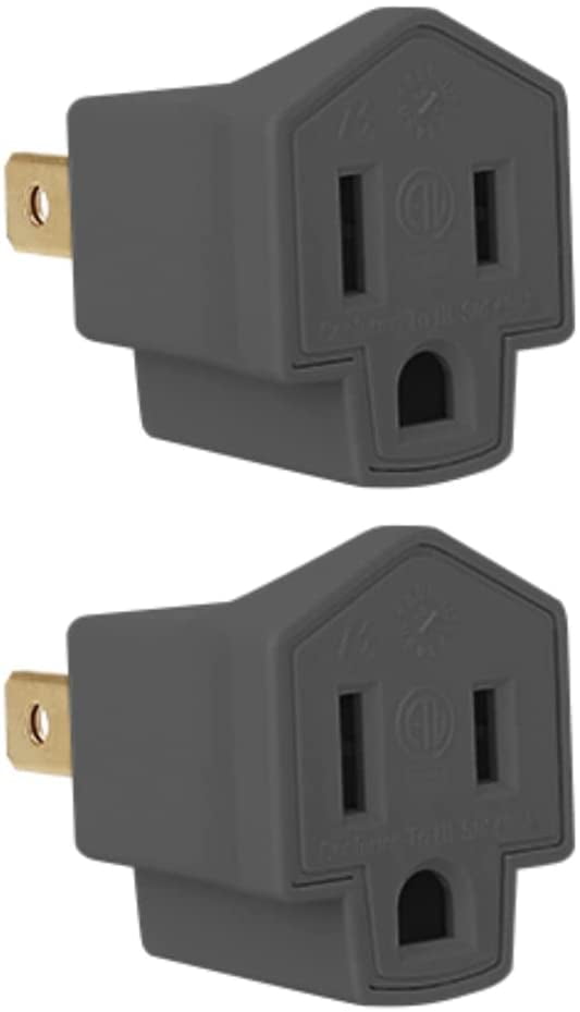 Maximm 2 Prong to 3 Prong Adapter, 2 Pack Turn Any 2 Prong Outlet into