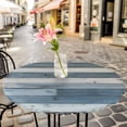 thumbnail image 6 of Vintage Blue Farmhouse Round Tablecloth for 36-44 Inch Tables, Fitted Table Cover with Elastic Edge, Retro Wooden Country Waterproof Outdoor Table Cloth Protector for Patio Garden Dinner Picnic, 6 of 9