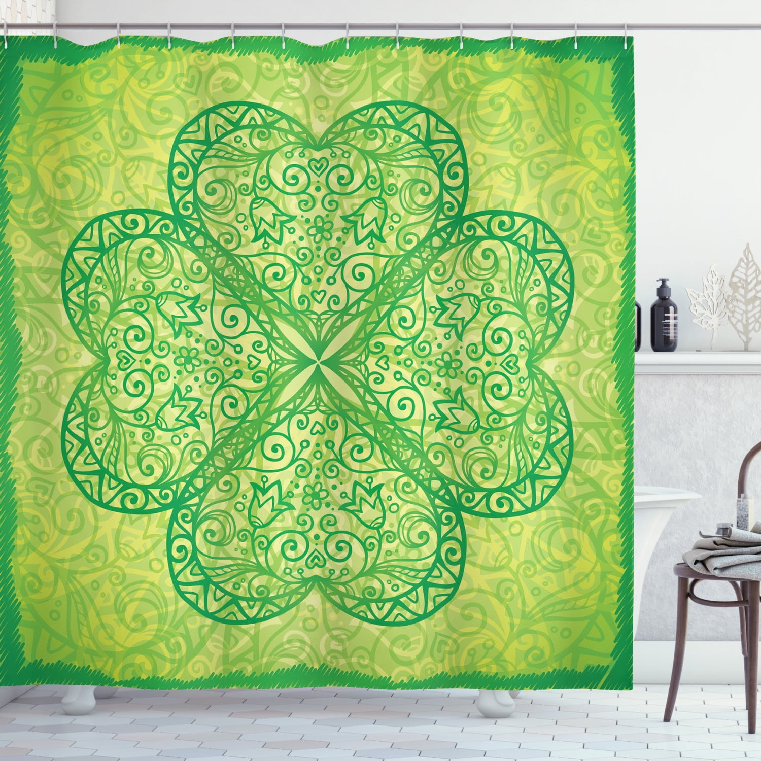 Patrick's Day Bath Shower Curtains for Bathroom Decor Green Clover Shamrock Polyester Fabric Bath Curtains Bathroom Decorations Z&L Home Irish St Patrick's Day Bath Shower Curtains for Bathroom Decor Green Clover Shamrock Polyester Fabric Bath Curtains Bathroom Decorations Z&L Home Irish St