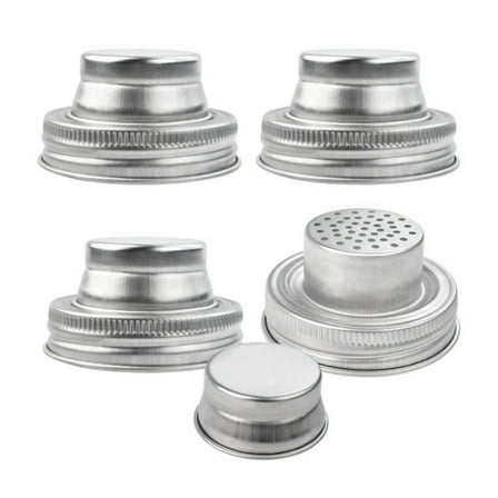 SOPOTUTU Stainless Steel Cocktail Jar Lid Silver Sifter Strainer for Mason Jars 2Pcs