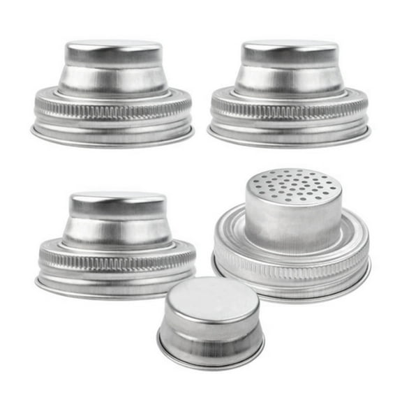 SOPOTUTU Stainless Steel Cocktail Jar Lid Silver Sifter Strainer for Mason Jars 2Pcs