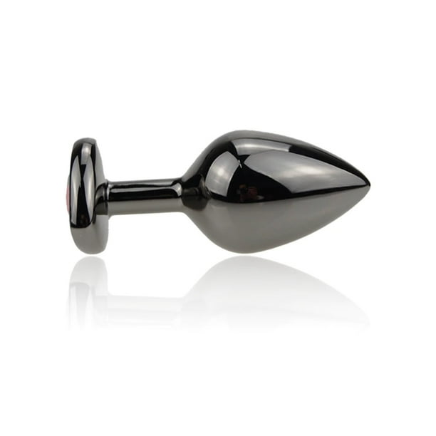 Black Metal Anal Butt Plug Stainless Steel 3-Sizes Beginner Blue Heart  Jewel End - Walmart Business Supplies