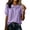 Purple, variant on Vivianyo HD Women's Peter Pan Collar Linen Blend Blouses, Puff Short Sleeve Half Button Solid Casual Shirts for Women, Women's Blue, Sizes S-3XL