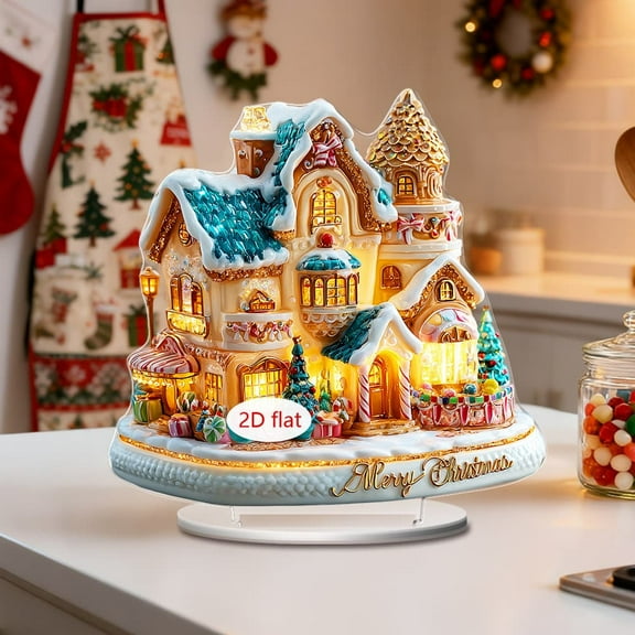 Snow House Tabletop Decoration Christmas House Ornament Acrylic Snow Village Desktop Decor for Festive Holiday Display 1Pcs Rkxzt