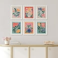thumbnail image 2 of PixonSign Framed Canvas Print Wall Art Set - Mid-Century Tropical Abstract Flower Gallery Posters - Set of 6 Vintage Retro Antique Mixed Media Country Cultural Art Wall Décor - 12"x16"x6 White, 2 of 5