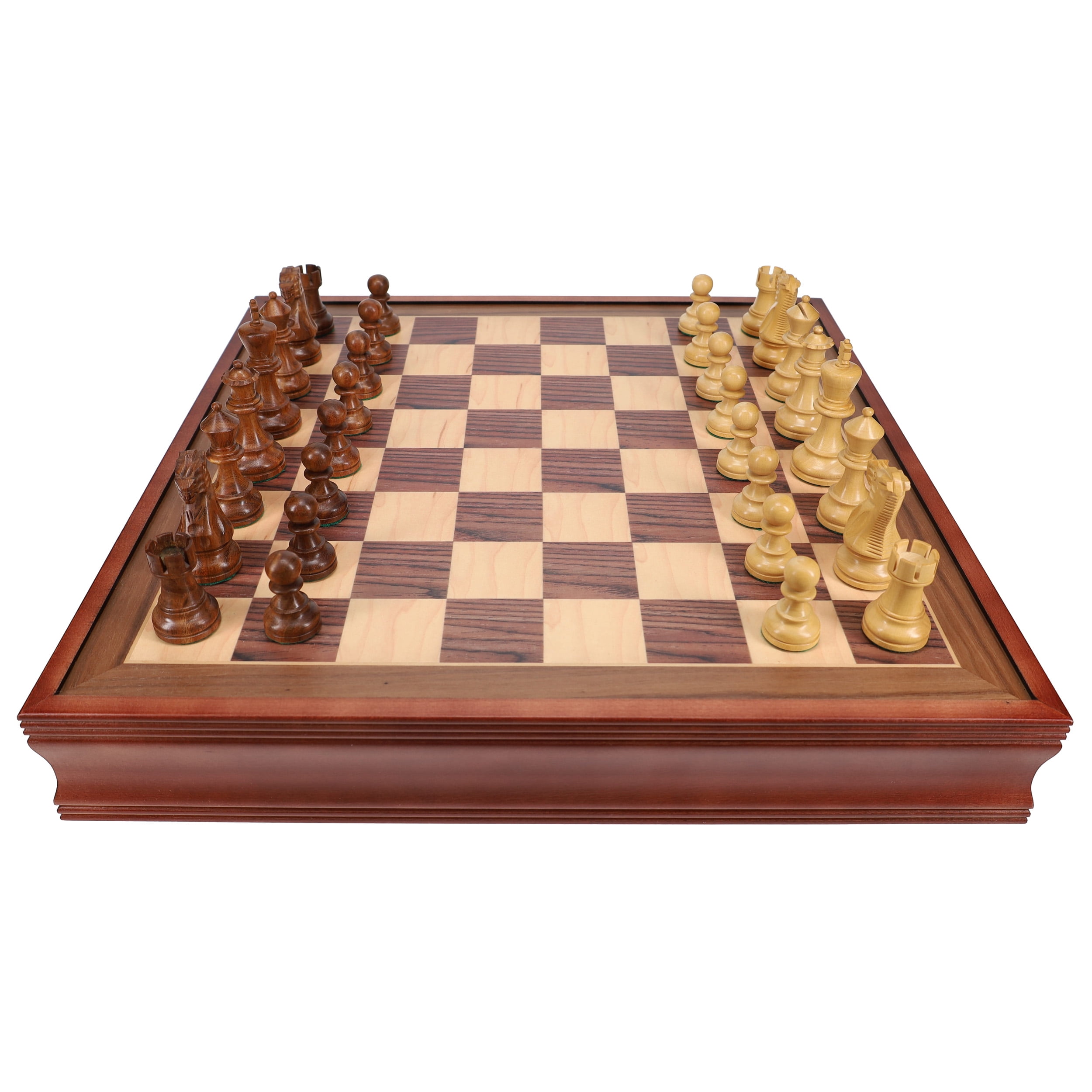 WE Games English Chess Set with Pullout Storage Drawers - 19 inch