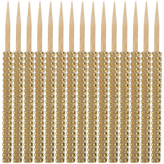 PTOOTP 32 Pcs Golden Wooden Sticks for Lollipops Cake Party Dessert Decoration