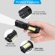 thumbnail image 4 of Linterna LED escalable Uxcell con linterna lateral, luz blanca, recarga USB, negro 2Set, 4 of 6
