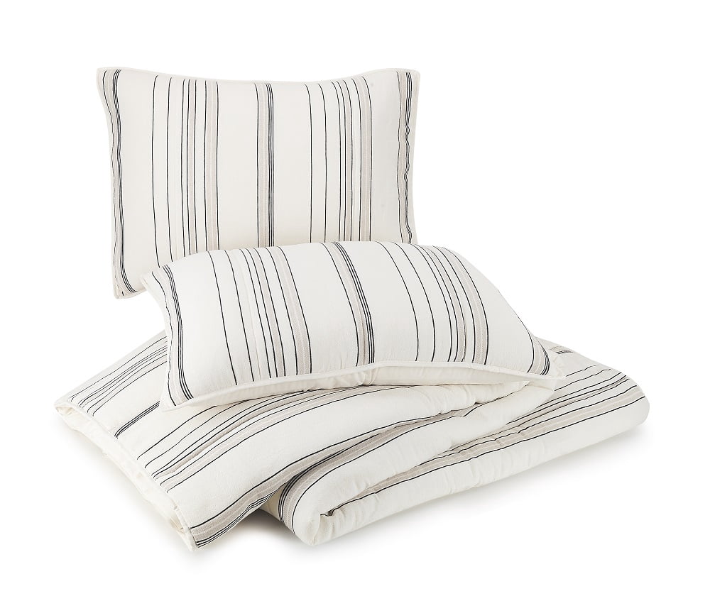 Better Homes & Gardens Ticking Stripe Cotton Pillow Shams, Off-White, King (2 Count), All Ages