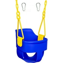Premium High Back Full Bucket Toddler Swing Seat with Finger Grip, Plastic Coated Chains and Carabiners