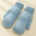 thumbnail image 5 of Xfvqtps Mens and Womens Mittens Full Fingered Knitting Plush Lining Wrist Warmth Thickened Solid Color Simplicity Windproof Warm for Cold Weather Winter Gloves Light Blue, 5 of 7