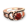 thumbnail image 3 of 2.50 Ct Round Shape Garnet & Black Onyx Gemstone Sparkle Engagement Ring for Ladies Solid 14K Rose Gold Size 3.5 by Diamond-Capitals, 3 of 8