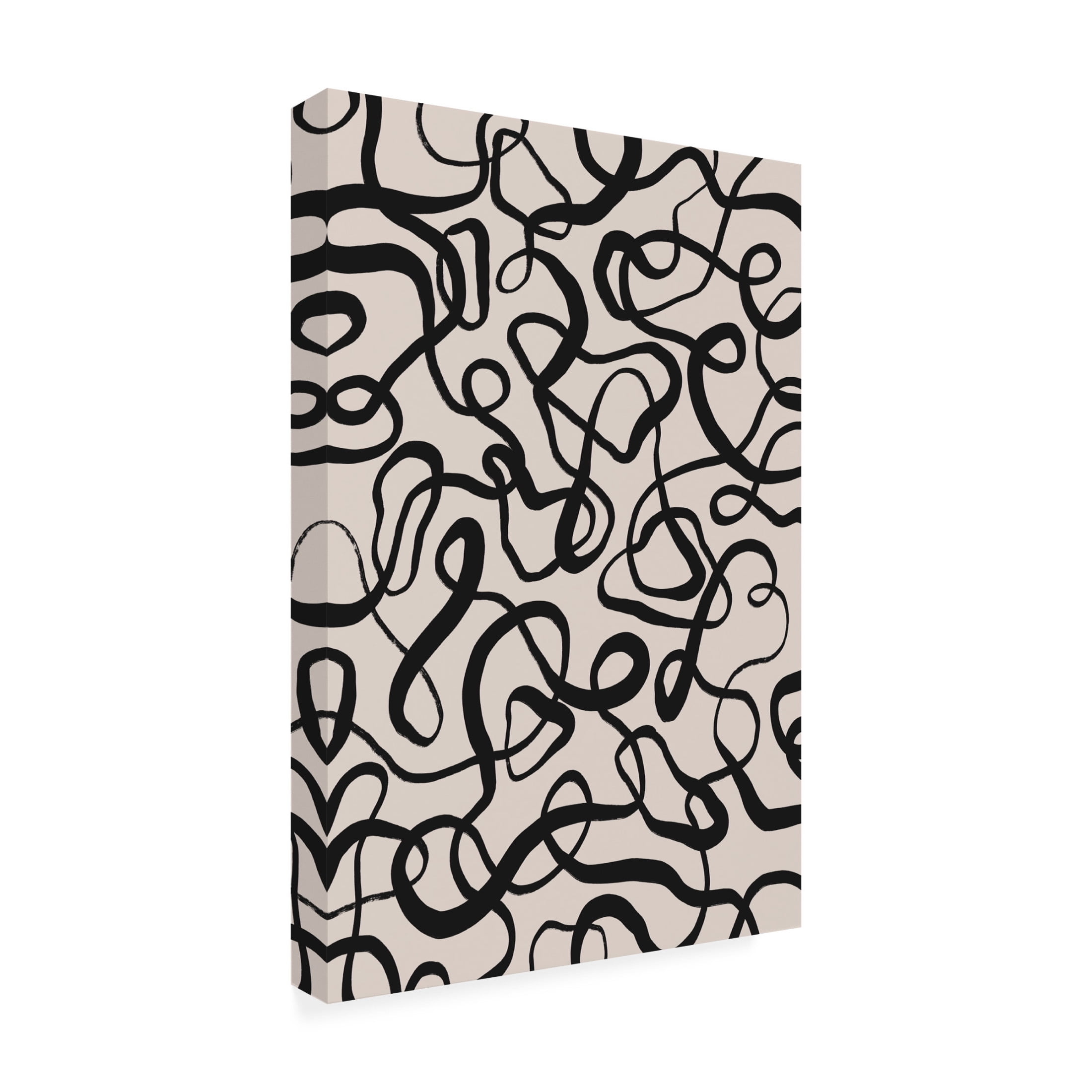 Canvas Wall Art - Treechild 'Simple Black Loops Pattern' Wall Art for Living Room, Bedroom, or Office D?cor by Trademark Fine Art - 12 x 19 Inches