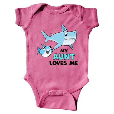 

Inktastic My Aunt Loves Me with Cute Sharks Gift Baby Boy or Baby Girl Bodysuit