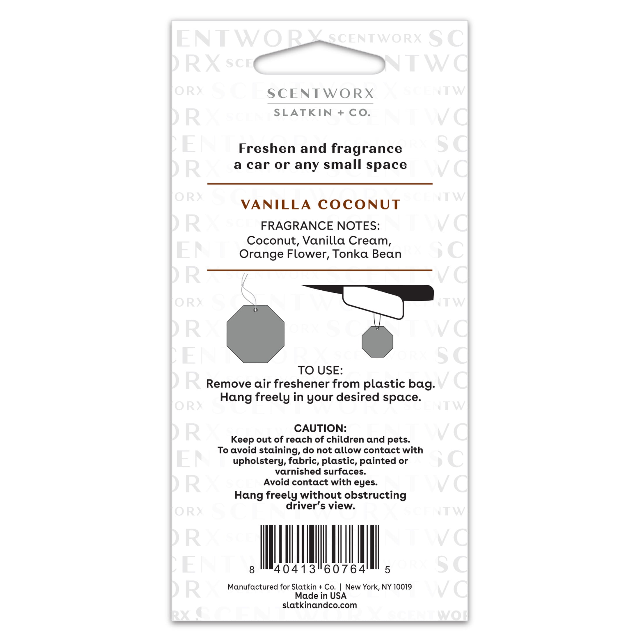 Scentworx Vanilla Coconut 3 Pack Hang Tag